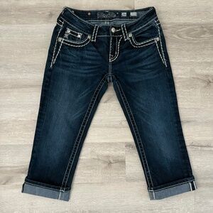 Miss Me Women’s Low Rise  Signature Cuffed Capri Size 26 Y2K Denim